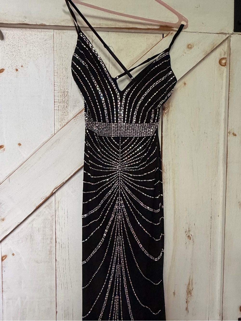 Windsor Black Maxi Gown with Silver Crystal Detailing - Picture 14 of 15